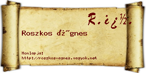 Roszkos Ágnes névjegykártya