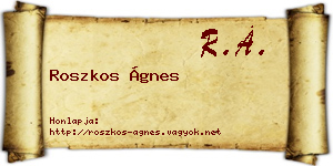 Roszkos Ágnes névjegykártya